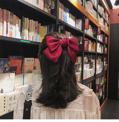 preppy style bow knot cloth hair clip 1 piece