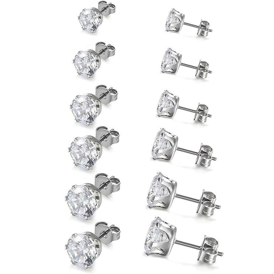 Elegant six-claw Zircon stud earrings men and women micro-inlaid rhinestone ear bone stud simple light luxury   ear jewelry