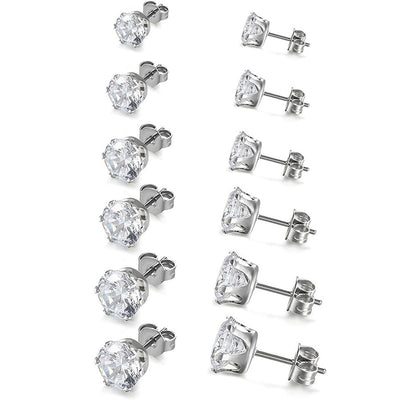 Elegant six-claw Zircon stud earrings men and women micro-inlaid rhinestone ear bone stud simple light luxury   ear jewelry