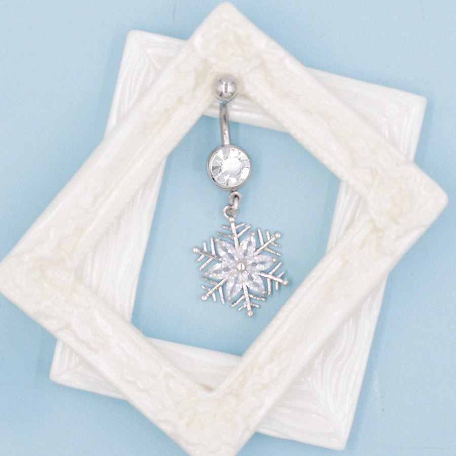 1 Piece Belly Rings Sexy Classic Style Snowflake 316 Stainless Steel  Alloy Plating Rhinestones Glass 18K Gold Plated White Gold Plated