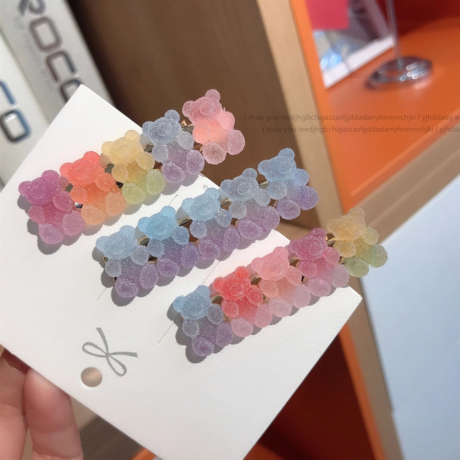 sweet bear alloy soft glue hair clip