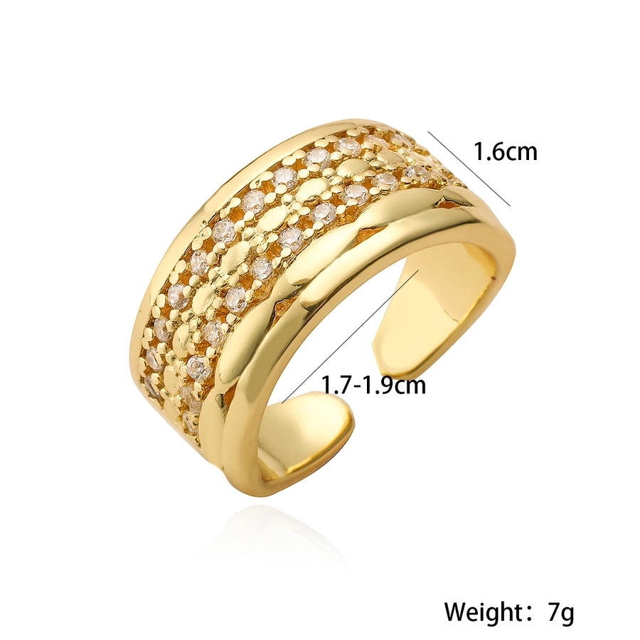 Copper 18K Gold Plated Plating Geometric Zircon Open Rings