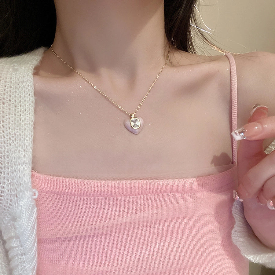 Copper Enamel Heart Shape Pendant Necklace