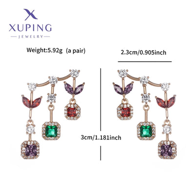 1 Pair Glam Luxurious Geometric Plating Copper Artificial Gemstones 18K Gold Plated Drop Earrings