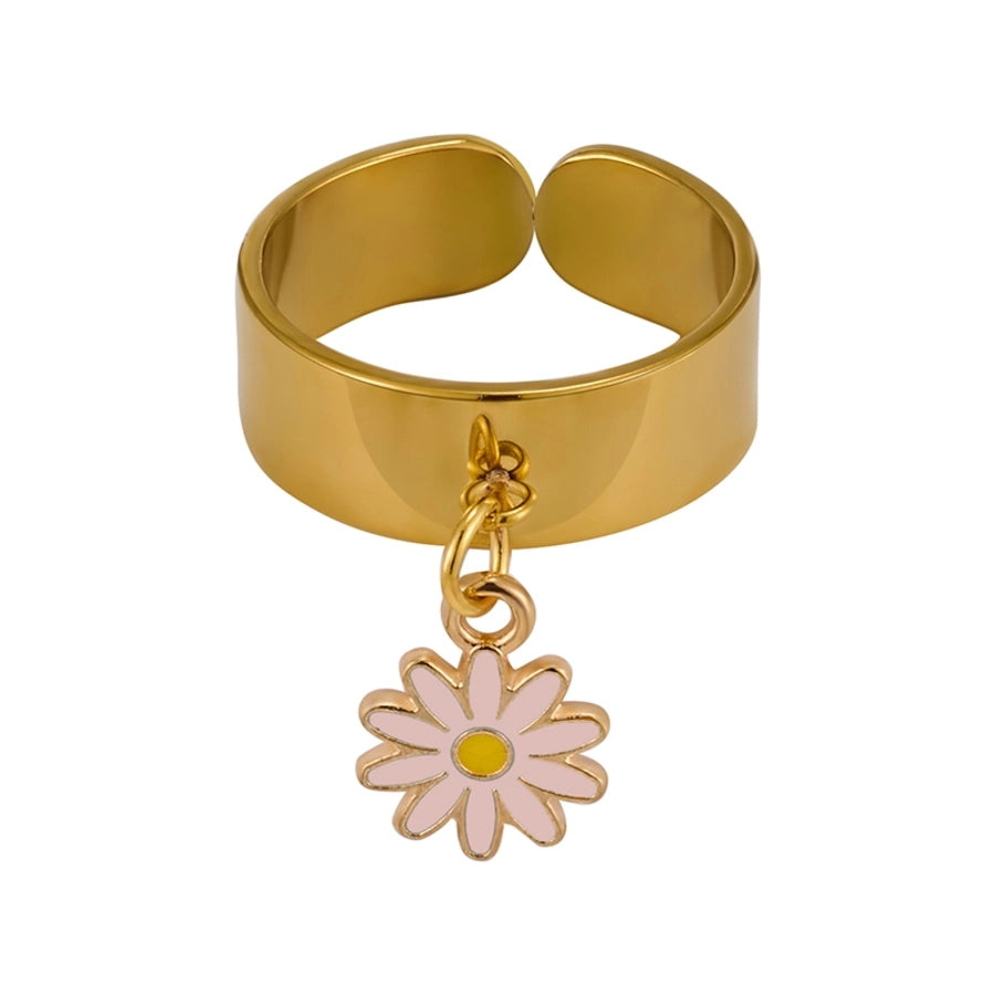 Jewelry Elegant Retro Solid Color 304 Stainless Steel Enamel Open Rings