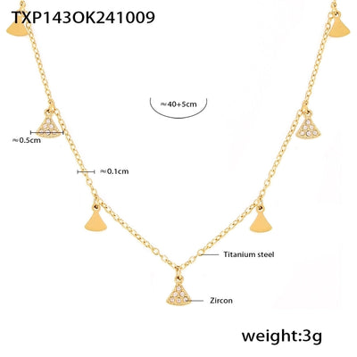Jewelry Elegant Luxurious Vacation Geometric Titanium Steel 18K Gold Plated Jewelry Set