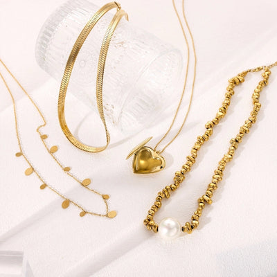 Jewelry Simple Style Geometric 304 Stainless Steel 18K Gold Plated Multi Charms Necklace