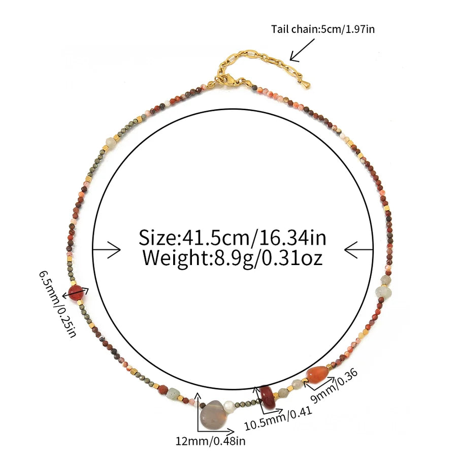 Casual Cute Commute Irregular 304 Stainless Steel natural stone Beaded Chain Necklace In Bulk