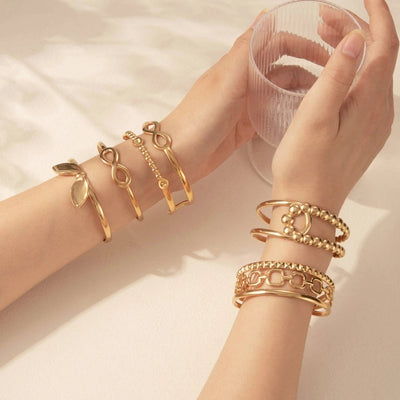 Vintage Style French Style Rabbit Leaf 304 Stainless Steel Cuff Bracelets In Bulk