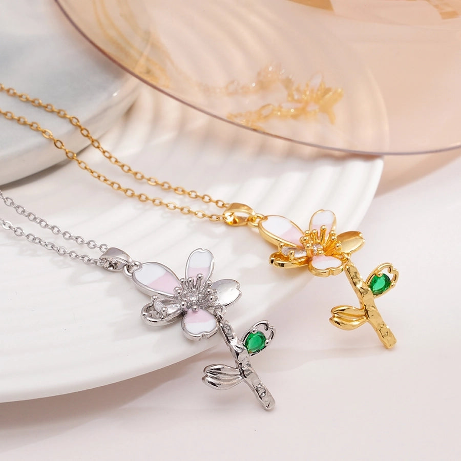 Jewelry Glam Lady Sexy Flower 304 Stainless Steel Copper Necklace