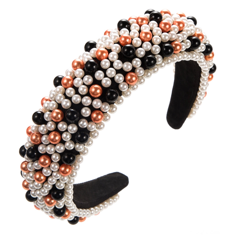 women's cute geometric imitation pearl cloth sponge inlay pearl hair band