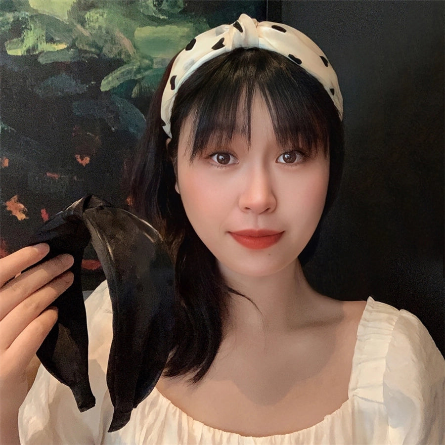 simple style heart shape gauze printing hair band