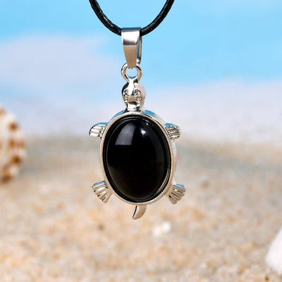 Elegant Simple Style Animal natural stone Leather rope Natural Stone  Pendant Necklace In Bulk