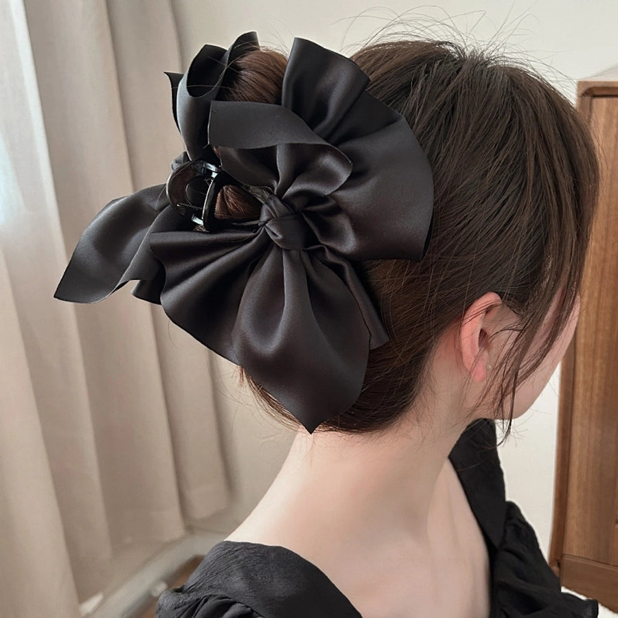 Escape Princess Headwear ~ Satin Big Bow Grab Clip Shark Clip Back Head Hair Korean Grab Clip Ins Clip