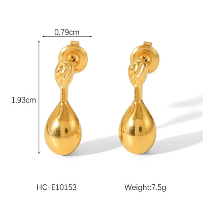 1 Pair IG Style Geometric Water Droplets Solid Color Plating 304 Stainless Steel 18K Gold Plated Drop Earrings