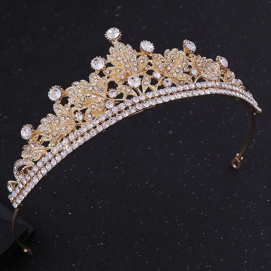 fashion leaf crown alloy inlay rhinestones crown 1 piece