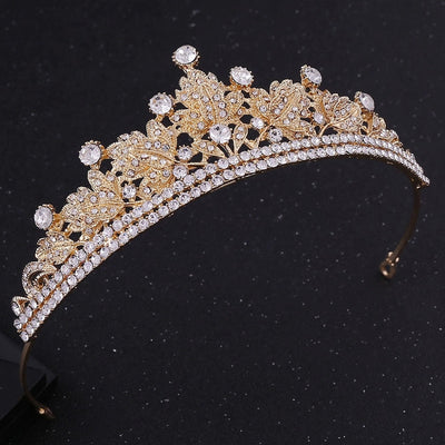 fashion leaf crown alloy inlay rhinestones crown 1 piece