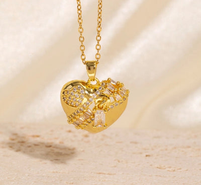 Copper Plating Heart Shape Pendant Necklace