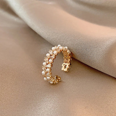 Jewelry Simple Style Pearl Copper Artificial Pearls Open Rings