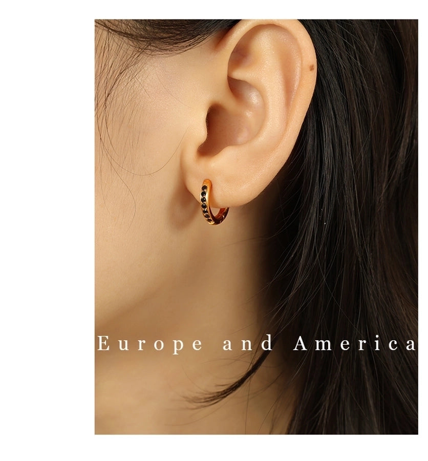 1 Pair IG Style Elegant French Style Round Polishing Plating Inlay 304 Stainless Steel Rhinestones 18K Gold Plated Earrings