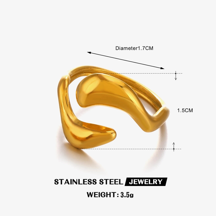 Jewelry Elegant Simple Style Irregular 304 Stainless Steel 18K Gold Plated Polishing Rings