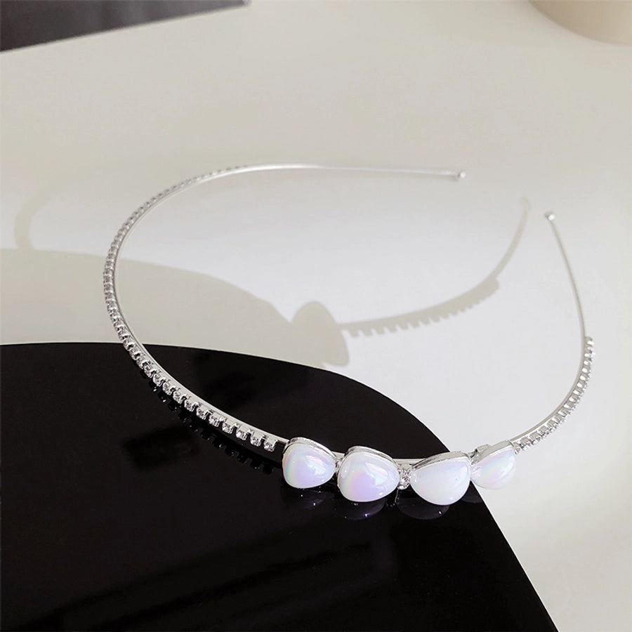 elegant simple style water droplets heart shape bow knot alloy inlay artificial rhinestones hair band
