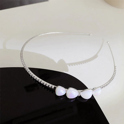 elegant simple style water droplets heart shape bow knot alloy inlay artificial rhinestones hair band