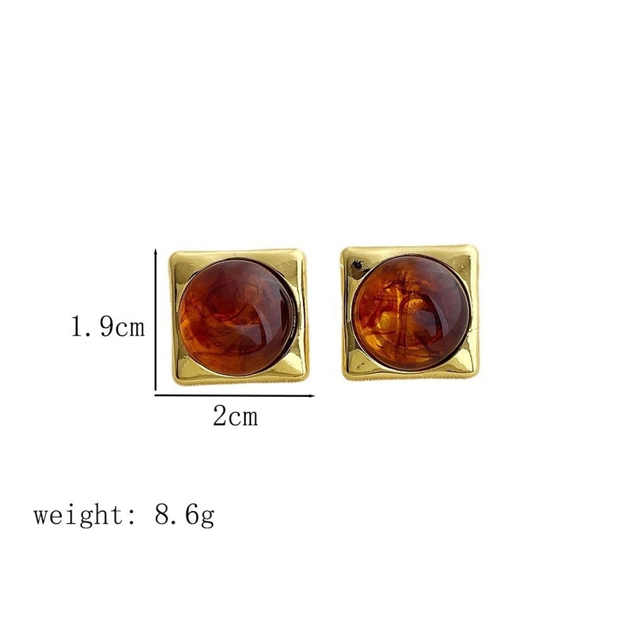 1 Pair Streetwear Geometric Inlay Alloy Resin 18K Gold Plated Ear Studs