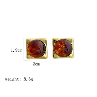 1 Pair Streetwear Geometric Inlay Alloy Resin 18K Gold Plated Ear Studs