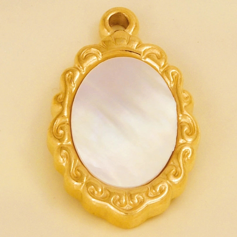 Jewelry Vintage Style Classic Style Oval 304 Stainless Steel Shell Abalone Shell 18K Gold Plated Irregular Plating Pendant Necklace