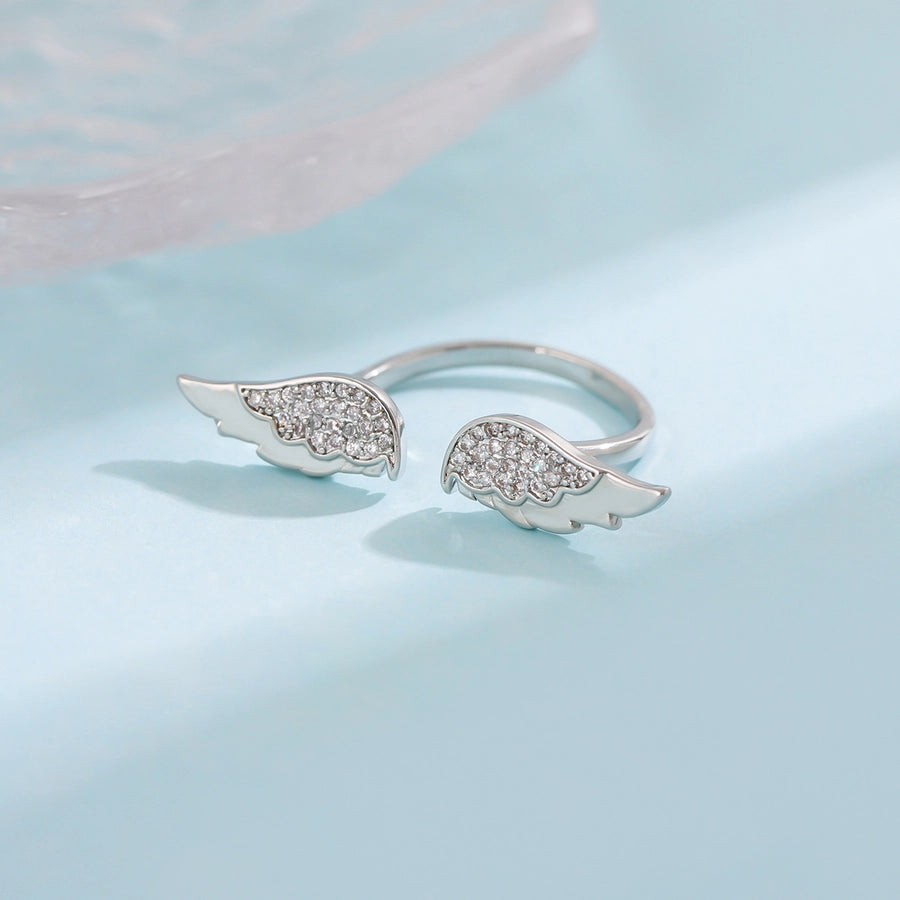 Jewelry Simple Style Shiny Wings Copper Open Rings