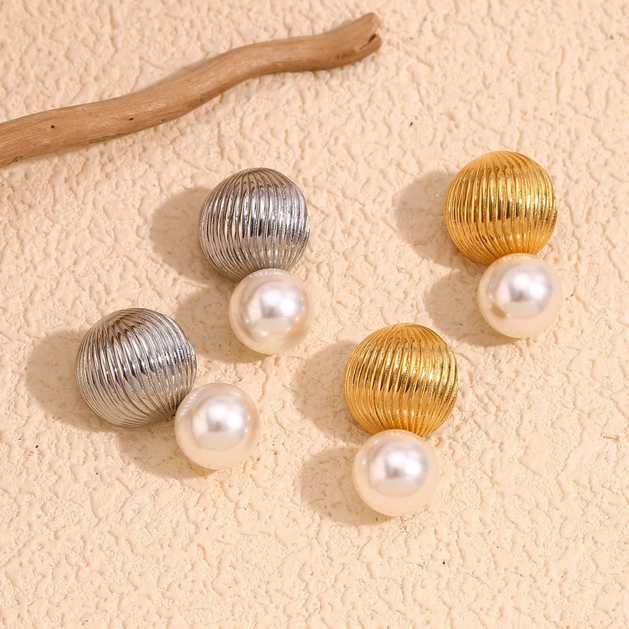 1 Pair Simple Style Geometric 304 Stainless Steel 18K Gold Plated Drop Earrings