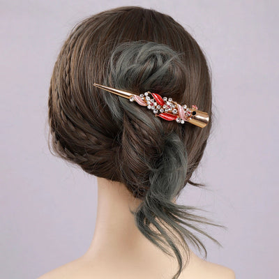 Women's Lady Modern Style Sweet Flower Alloy Stoving Varnish Inlay Rhinestones Hair Clip