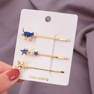 sweet geometric alloy plating rhinestones hair clip 1 set