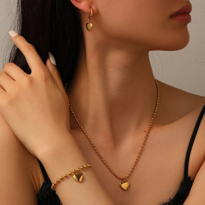 Stainless Steel Shell Peach Heart Bracelet Ornament Trendy Heart Titanium Steel No Fading Necklace Three Heart Bracelet Jewelry