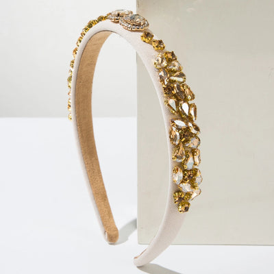 Korean Style Retro Glass Drill Lovely Hair Band Thin Baroque Sponge Headband Simple  Hair Accessories