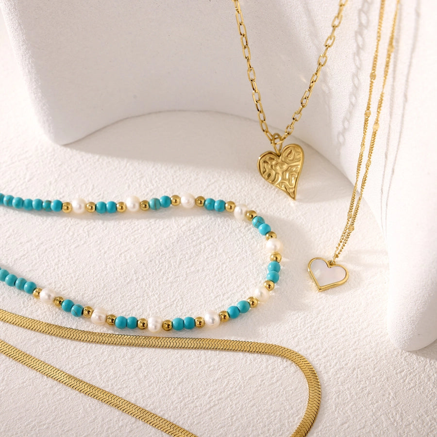 Jewelry Simple Style Heart Shape 304 Stainless Steel 18K Gold Plated Pendant Necklace