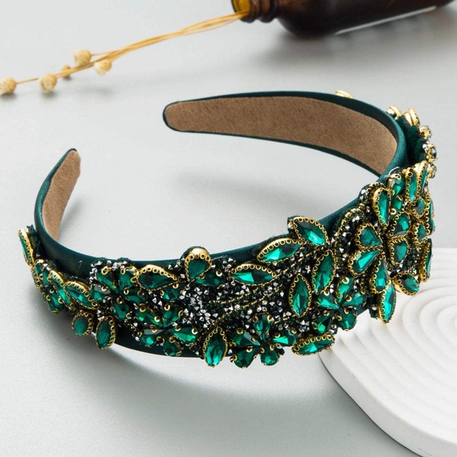 fashion new exaggerated colorful glass drill flower headband retro baroque accessories