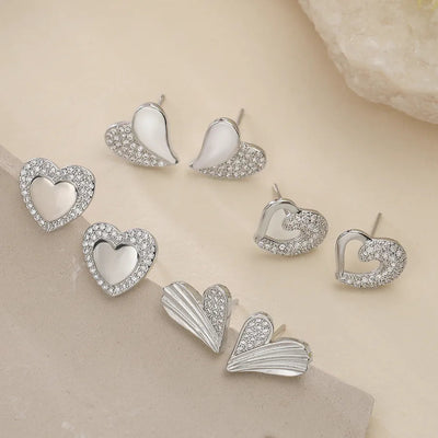 1 Pair Retro Simple Style Commute Heart Shape Plating Hollow Out Inlay Copper Zircon Ear Studs