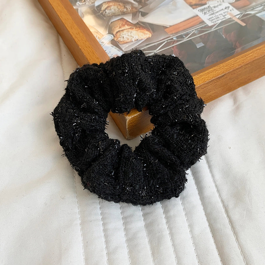 Women's Casual Plaid Solid Color Cloth Fabric Flannel Hair Tie