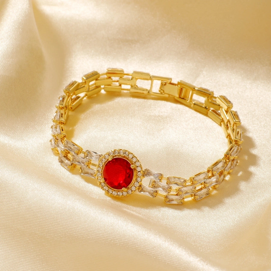 Copper K Gold Plated Inlay Water Droplets Zircon Bracelets