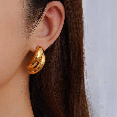 1 Pair IG Style Exaggerated Geometric Solid Color Plating 304 Stainless Steel 18K Gold Plated Ear Studs