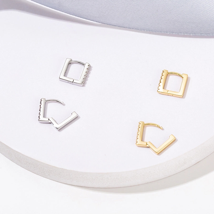 1 Pair Simple Style Geometric Copper Zircon Earrings