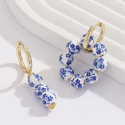 1 Pair Chinoiserie Color Block 304 Stainless Steel Drop Earrings