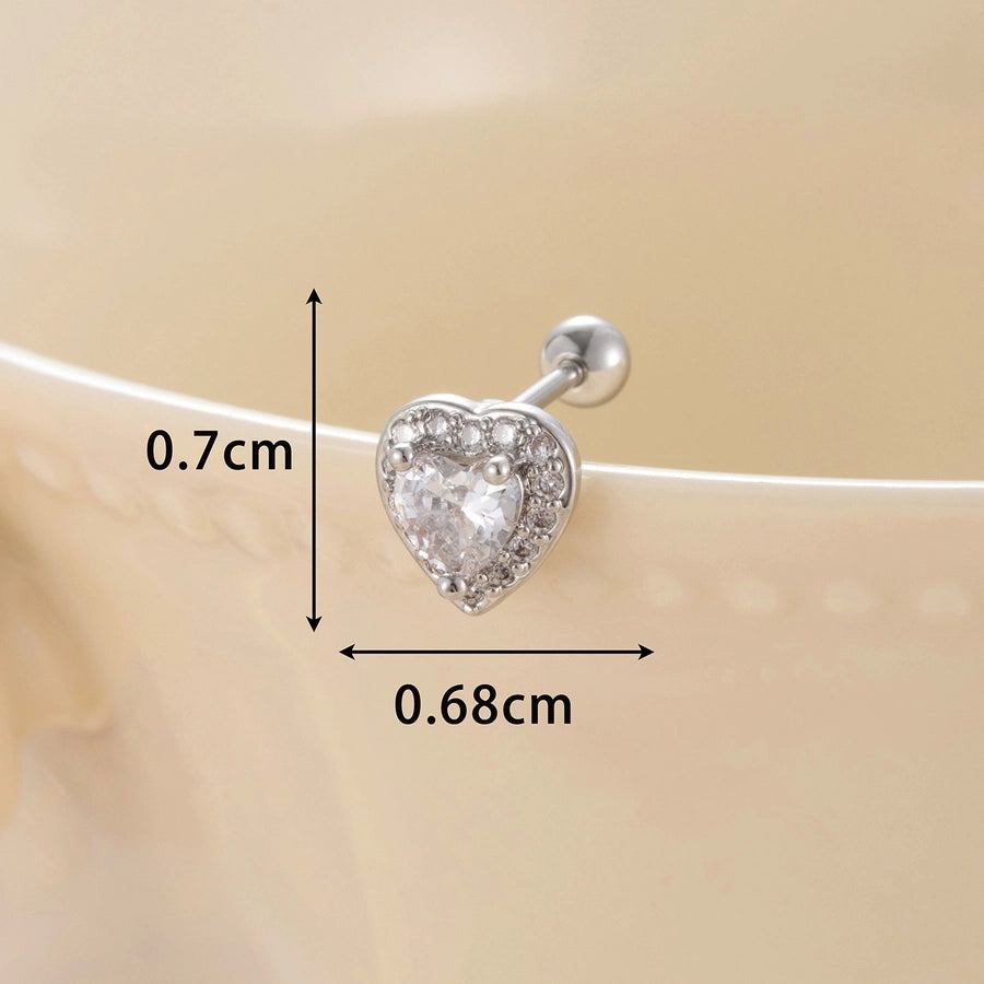 1 Piece Classic Style Heart Shape Inlay Copper Zircon Ear Studs