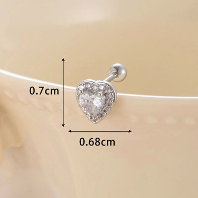 1 Piece Classic Style Heart Shape Inlay Copper Zircon Ear Studs