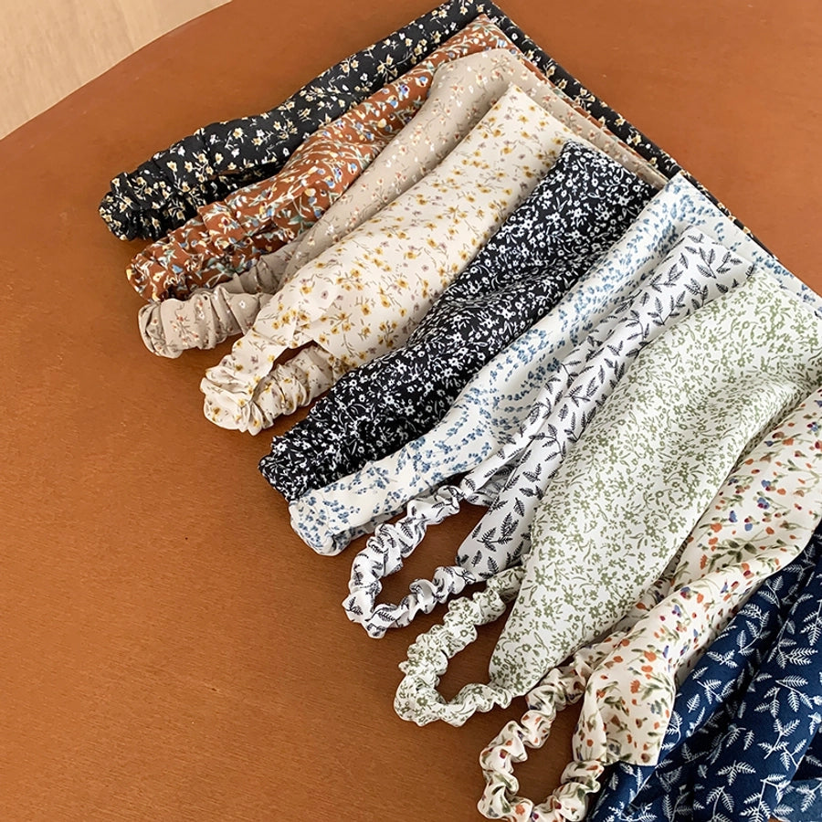 Women's Casual Simple Style Ditsy Floral Cloth scarf Hair Tie