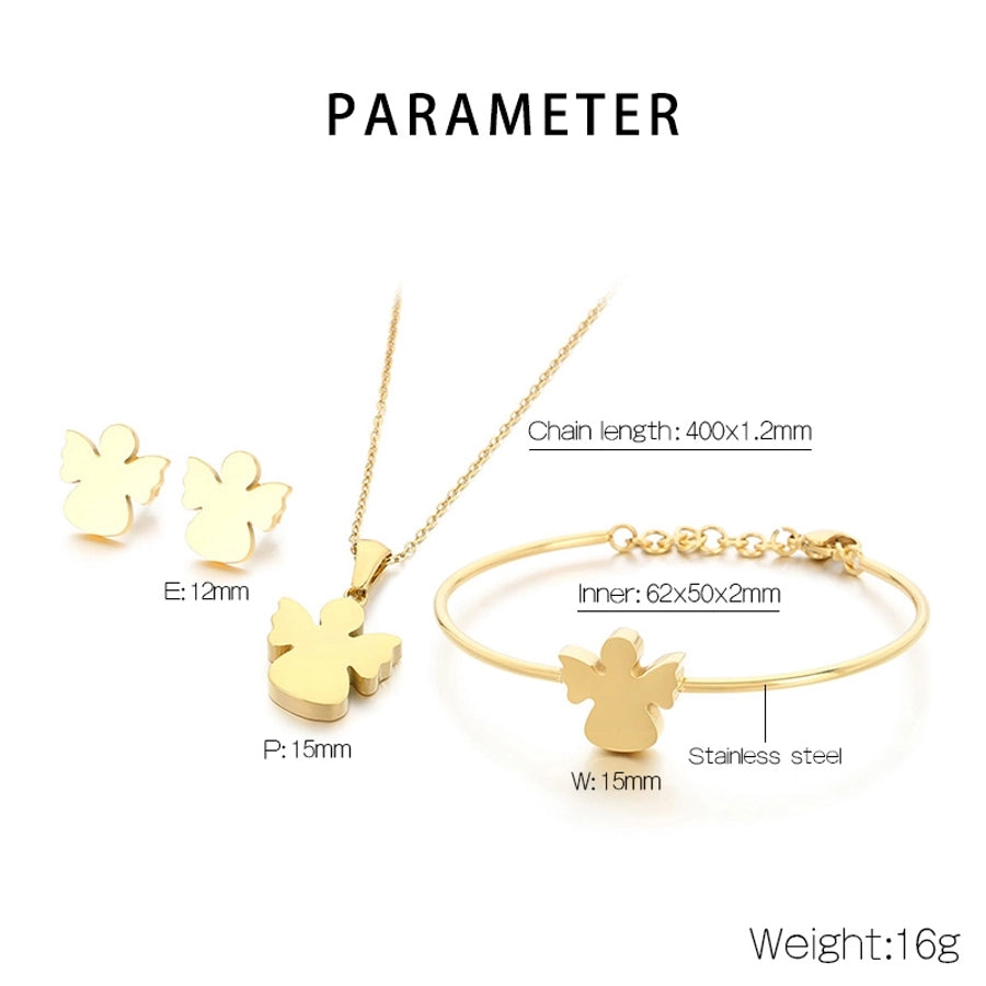 Jewelry Simple Style Angel 304 Stainless Steel 18K Gold Plated Jewelry Set