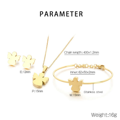 Jewelry Simple Style Angel 304 Stainless Steel 18K Gold Plated Jewelry Set