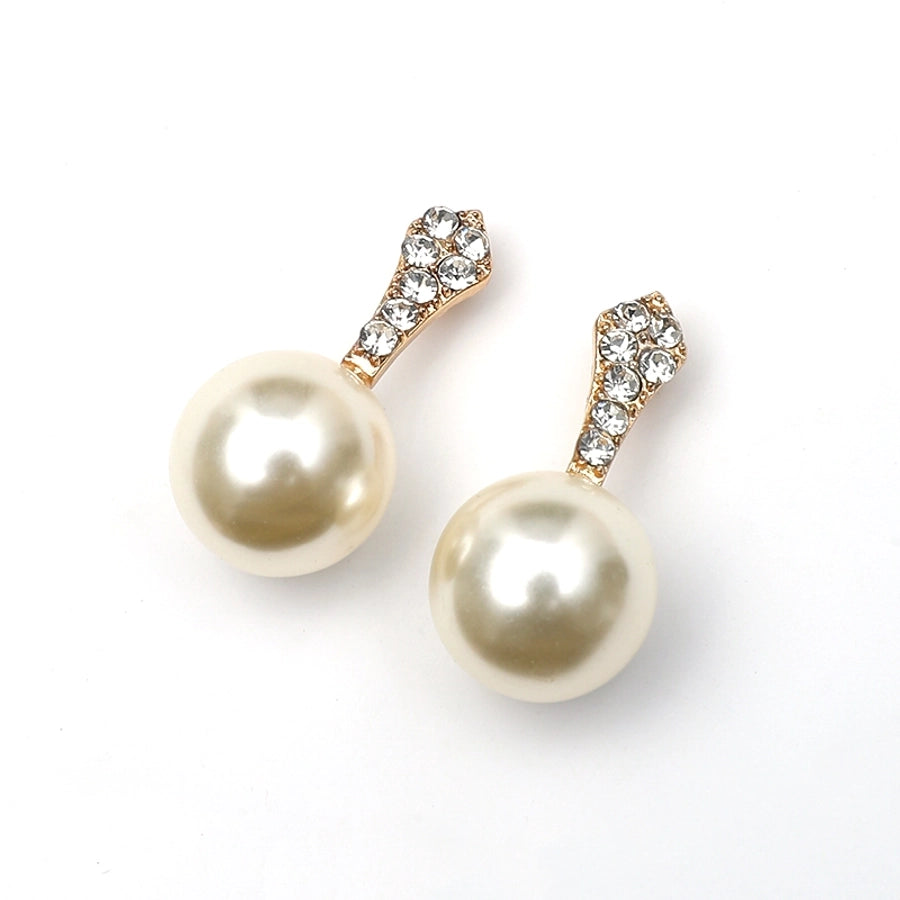 1 Pair Lady Geometric Inlay Alloy Artificial Pearls Ear Studs